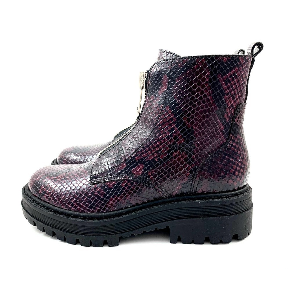 NWOT MARC FISHER platform snakeskin leather combat boots - Picture 7 of 13